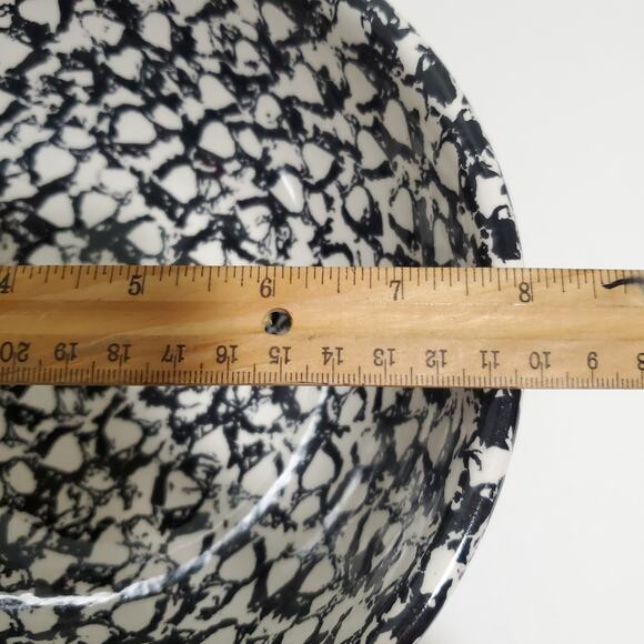 Vintage Gaetano Pottery 8" Serving Bowl Black White Splatter Ceramic MCM USA - Picture 8 of 10